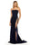Sherri Hill - 52988 Strapless Beaded Velvet Sheath Dress In Blue