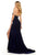 Sherri Hill - 52988 Strapless Beaded Velvet Sheath Dress In Blue