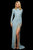 Sherri Hill - 53007 Two Tone Beaded Long Sleeve Sheath Dress In Blue and Gold