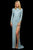 Sherri Hill - 53007 Two Tone Beaded Long Sleeve Sheath Dress In Blue and Gold