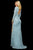 Sherri Hill - 53007 Two Tone Beaded Long Sleeve Sheath Dress In Blue and Gold