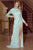 Sherri Hill - 53007 Two Tone Beaded Long Sleeve Sheath Dress In Blue and Gold