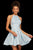 Sherri Hill - 53022 Short Halter Floral Print A-line Dress In Blue and Print