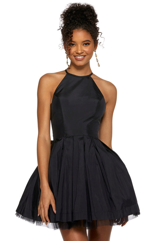 Sherri Hill - 53025 Halter A-line Short Dress In Black