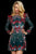 Sherri Hill - 53029 Long Sleeves Short Dress In Green and Multi