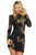 Sherri Hill - 53044 Long Sleeves Short Dress In Black and Multi