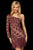 Sherri Hill - 53048 Short Bedazzled Asymmetric Sheath Dress In Red and Pink