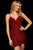 Sherri Hill - 53097 Short Plunging V-neck Ruched Sheath Dress In Red