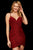 Sherri Hill - 53097 Short Plunging V-neck Ruched Sheath Dress In Red