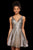 Sherri Hill - 53106 Short Deep V-neck Glitter Fabric A-line Dress In Gold