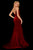Sherri Hill - 53137 Deep V-neck Velvet Mermaid Dress With Train In Red