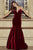Sherri Hill - 53137 Deep V-neck Velvet Mermaid Dress With Train In Red