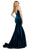 Sherri Hill - 53137 Deep V-neck Velvet Mermaid Dress With Train In Green