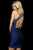 Sherri Hill - 53169 Short Beaded High Halter Ruched Sheath Dress In Blue
