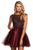 Sherri Hill - 53206 Cap Sleeves Short Dress In Red and Black