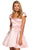 Sherri Hill - 53211 Cap Sleeve Jeweled Short Satin Dress In Pink