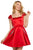 Sherri Hill - 53211 Cap Sleeve Jeweled Short Satin Dress In Red