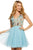 Sherri Hill - 53242 Plunging Sequined Bodice Short Dress In Blue and Multi-Color