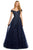 Sherri Hill - 53251 Beaded Lace Appliqued Off Shoulder Dress In Blue