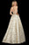 Sherri Hill - 53253 Long Halter Neck Jacquard A-line Dress In Gold