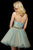 Sherri Hill - 53254 Short Beaded Jacquard Tulle A-line Dress In Blue and Gold