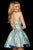 Sherri Hill - 53255 Short Strapless Jacquard A-line Dress In Blue and Gold