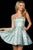 Sherri Hill - 53255 Short Strapless Jacquard A-line Dress In Blue and Gold