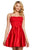 Sherri Hill - 53258 Short Lace Straight Neck Satin A-line Dress In Red