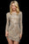Sherri Hill - 53279 Beaded Long Sleeve Short Sheath Dress In Neutral and Silver