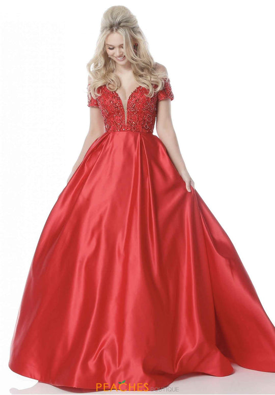Sherri Hill - 51611 Off Shoulder Cap Sleeve Beaded Dress