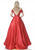 Sherri Hill - 51611 Off Shoulder Cap Sleeve Beaded Dress In Red