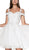 Cinderella Divine - CD0132 Cold Shoulder Glitter Tulle Cocktail Dress In White