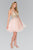 Elizabeth K - GS2382 Gold Applique Halter V-neck Tulle A-line Dress In Pink