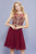 Nox Anabel - Illusion Gilded Lace Festooned A-Line Gown 6321 - 1 pc Burgundy in size S and 1 pc Blush in Size 3XL Available