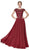 Cinderella Divine - CD0126 Beaded A-Line Short Sleeve Evening Dress In Red