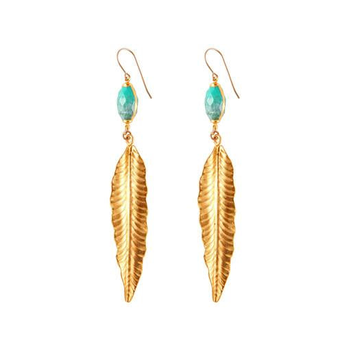Turquoise & Feather Earring