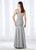 Cameron Blake - 118675 Queen Anne Lace Cap Sleeve Chiffon Evening Gown In Silver
