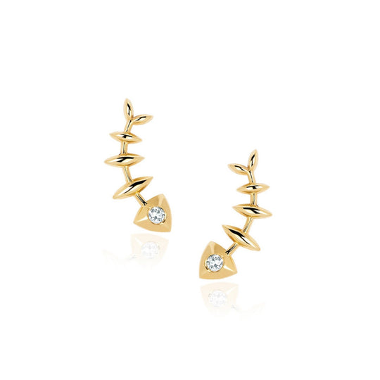 Single Diamond Fishbone Earcuff