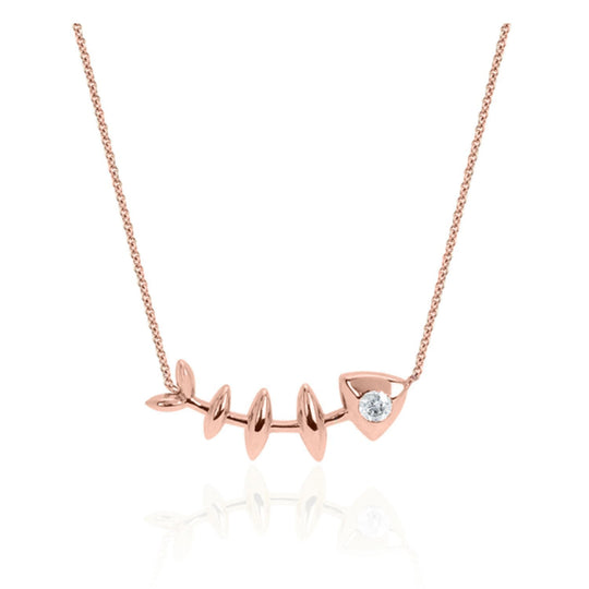 Logan Hollowell - Single Diamond Fishbone Necklace