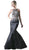 Cinderella Divine - Metallic Lace Adorned High Neck Mermaid Evening Gown