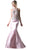 Cinderella Divine - Metallic Lace Adorned High Neck Mermaid Evening Gown