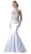Metallic Lace Adorned High Neck Mermaid Evening Gown