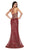 Cinderella Divine - ML934 Sleeveless V-Neck Glitter Lace Mermaid Gown In Red
