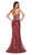 Cinderella Divine - ML934 Glitter Lace Deep V-neck Mermaid Dress In Red
