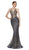 Cinderella Divine - ML934 Glitter Lace Deep V-neck Mermaid Dress In Blue