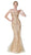 Cinderella Divine - KC885 Sleeveless Sparkly Beaded Lace Mermaid Gown In Gold