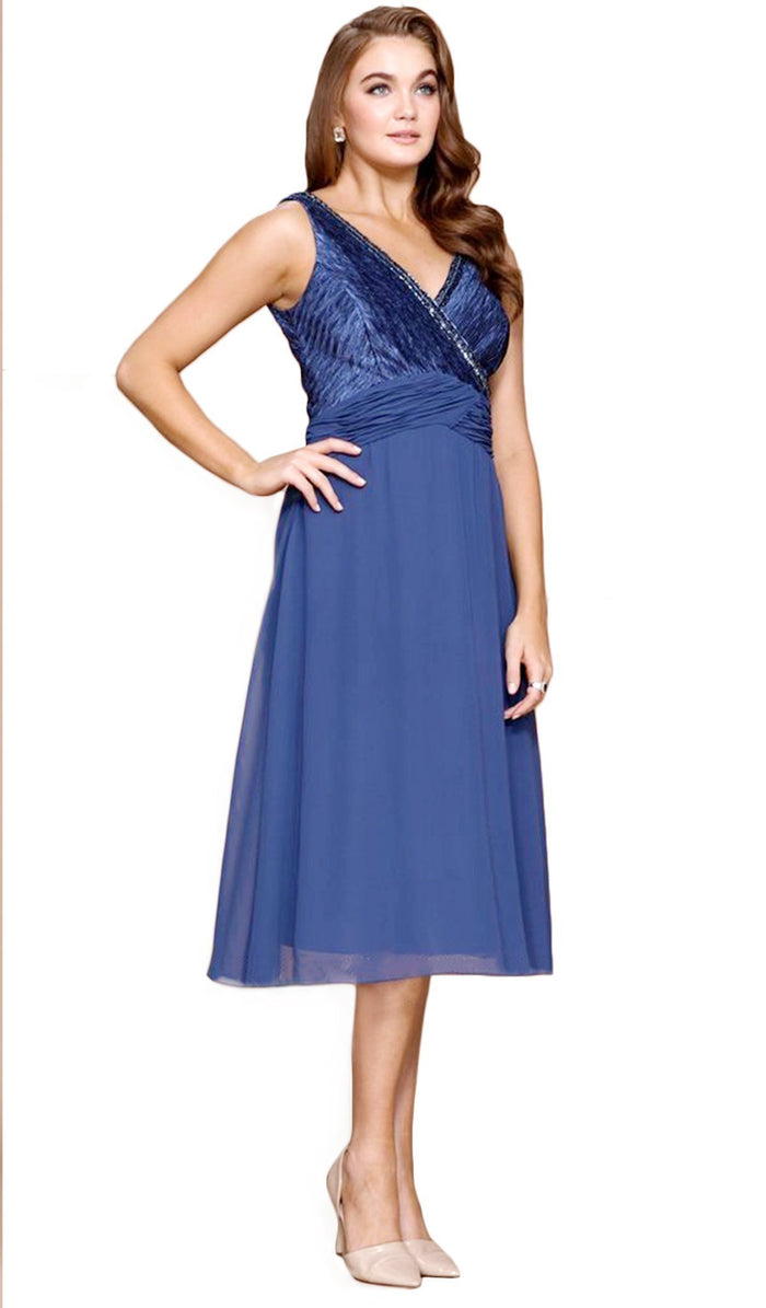 Strapless V-Neck Tea Length Dress with Jacket