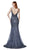 Cinderella Divine - KC887 Beaded Lace V-neck Mermaid Dress In Blue