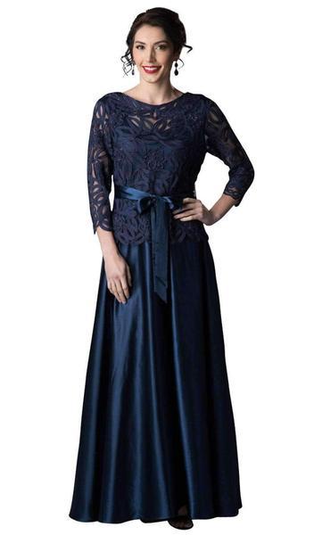 Soulmates - Beaded Embroidered Evening Gown 1601  In Blue
