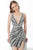 Jovani - 3685 Beaded Deep V-neck Sheath Cocktail Dress In Gray